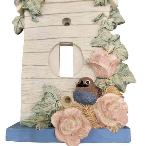 Vicki Lane Light Switch Cover Bluebird Roses Ivy Birdhouse Ceramic Composite - Picture 2 of 8